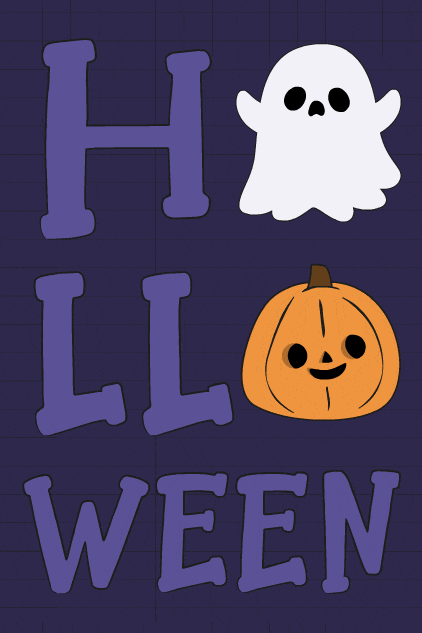 Halloween Letters Ghost  ecard
