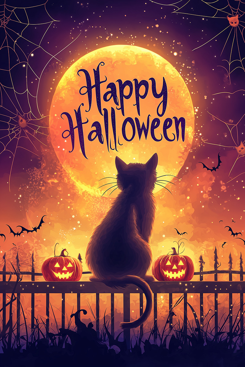 Cat Silhouette Halloween  ecard