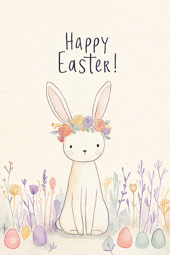 Bunny Flower Crown ecard