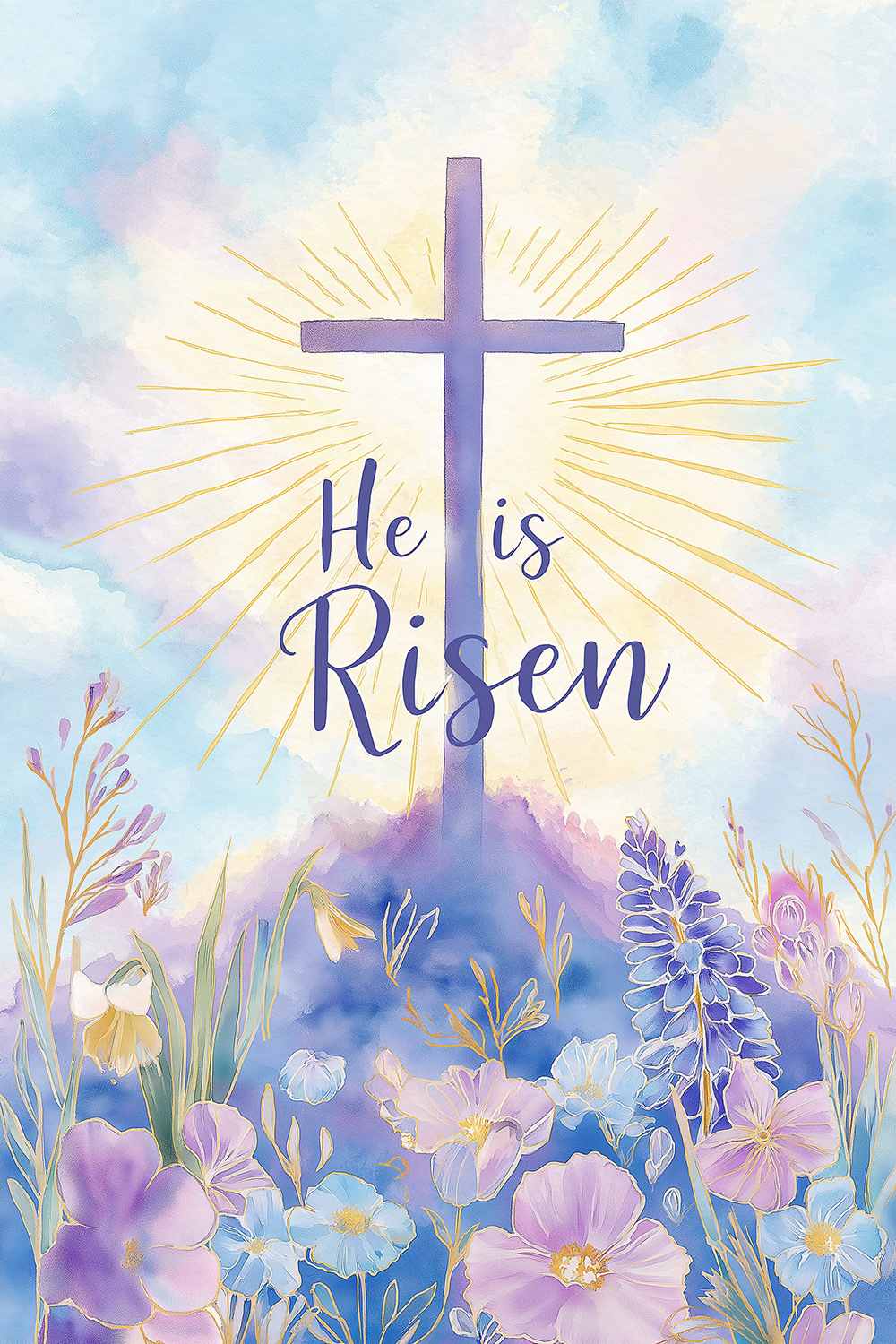 Risen Purple Cross ecard