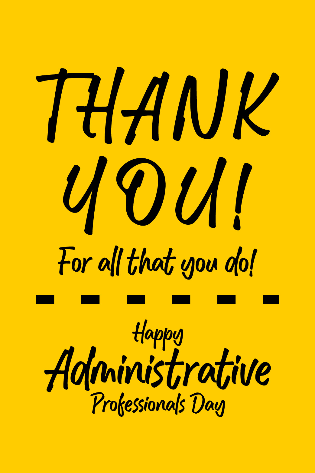 Admin Day Thanks Yellow ecard