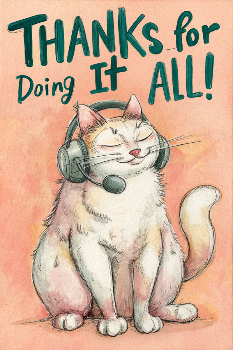 Cat Doing It All ecard