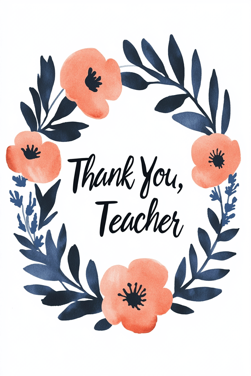 Leaf Wreath Thank You Teachers ecard