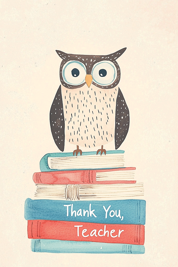 Owl Thank You Teacher ecard