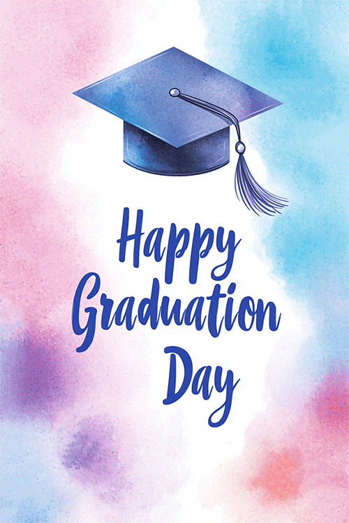 Watercolor Grad Cap ecard