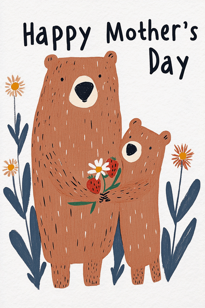Bear Snuggles Mothers Day ecard