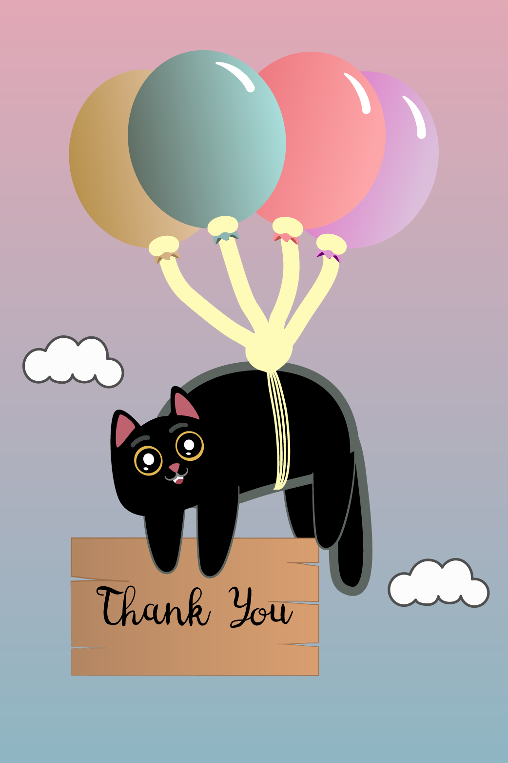 Thank You Cat Balloons ecard