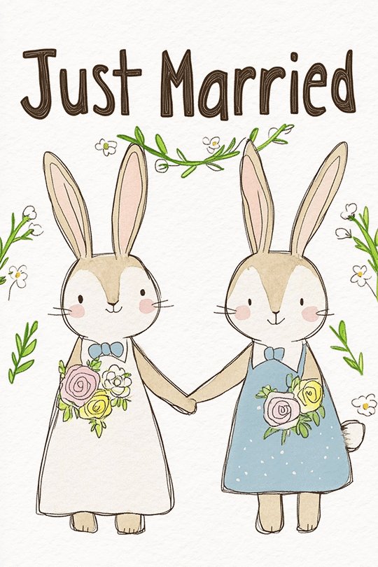 Just Married Rabbits ecard