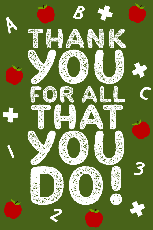 Teacher Chalkboard Thanks ecard
