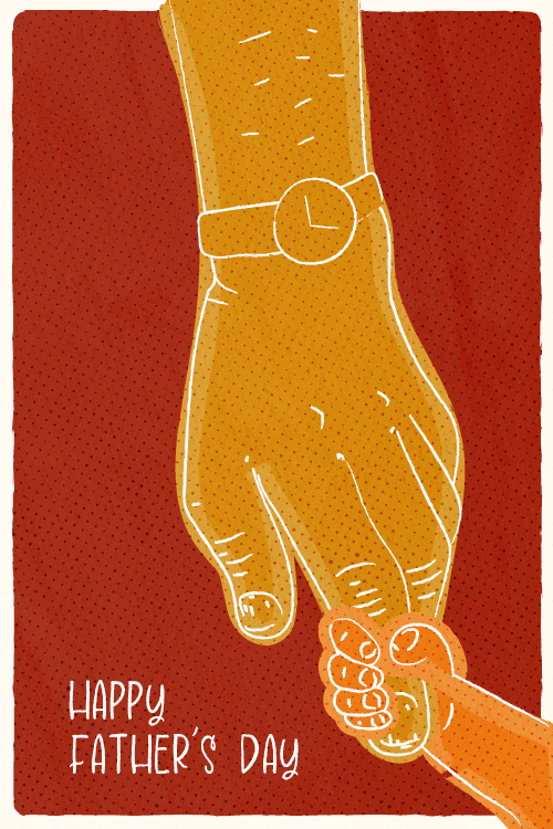 Holding Dads Hand ecard