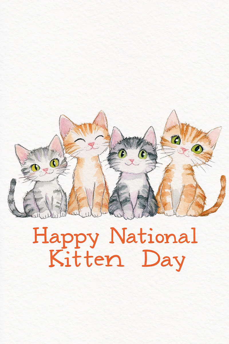 Kitten Day Orange And Grey ecard