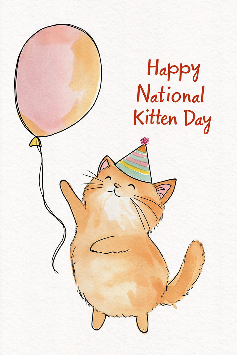 Kitten With Balloon ecard