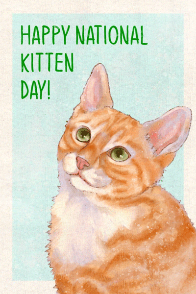 Watercolor Kitten Day ecard