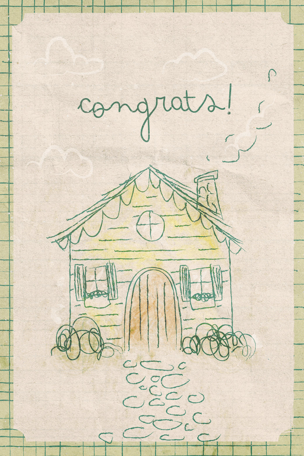 Sketched Home Congrats ecard