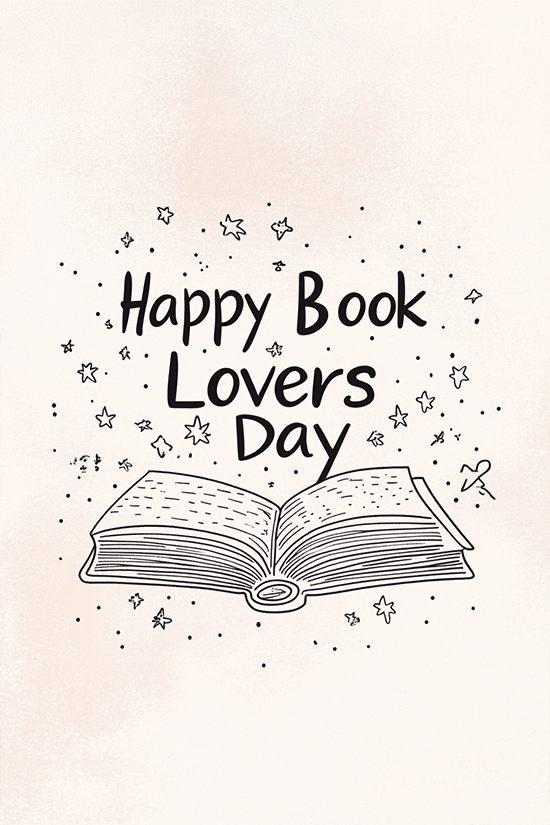 Book Lovers Line Drawing ecard