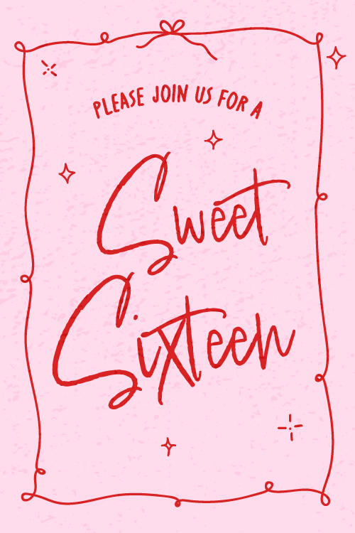 Sweet Sixteen Hand Drawn ecard