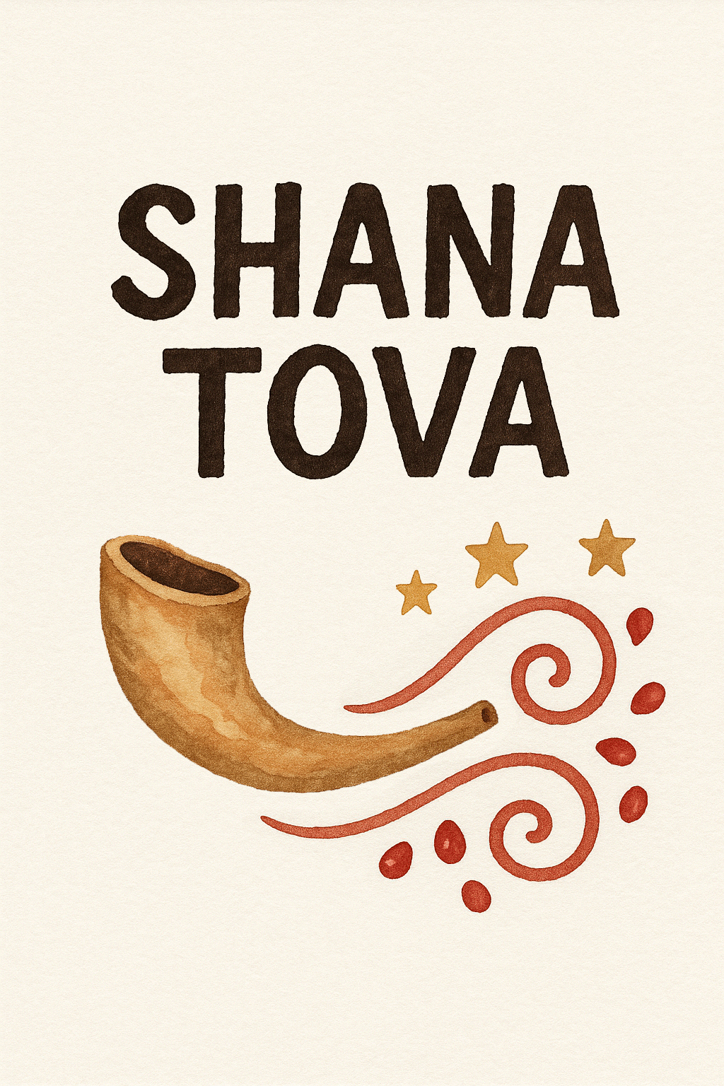 Watercolor Shofar  ecard
