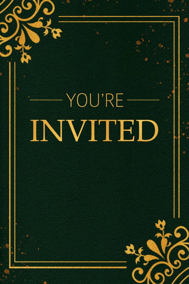 You're Invited Green and Gold ecard