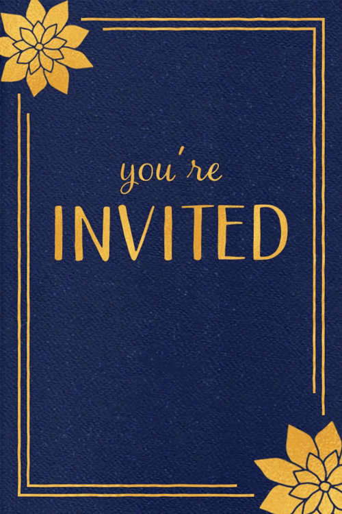 You're Invited Blue and Gold ecard