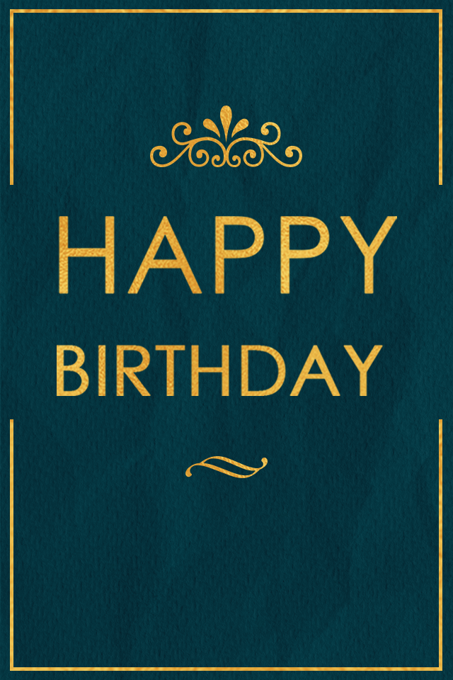 Happy Birthday Teal and Gold ecard